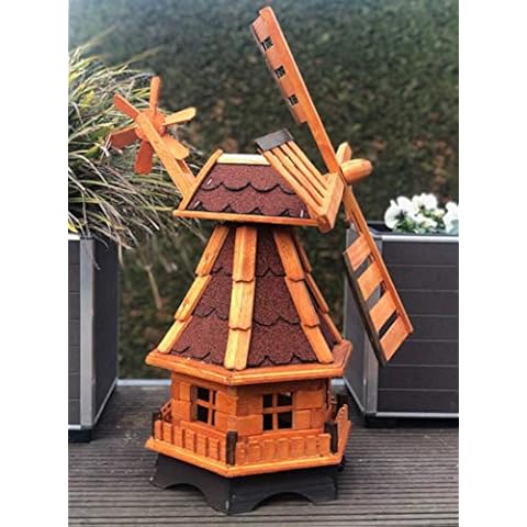 DARLUX dekorative Garten-Windmühle aus Holz kugelgelagert Braun Größen Cover