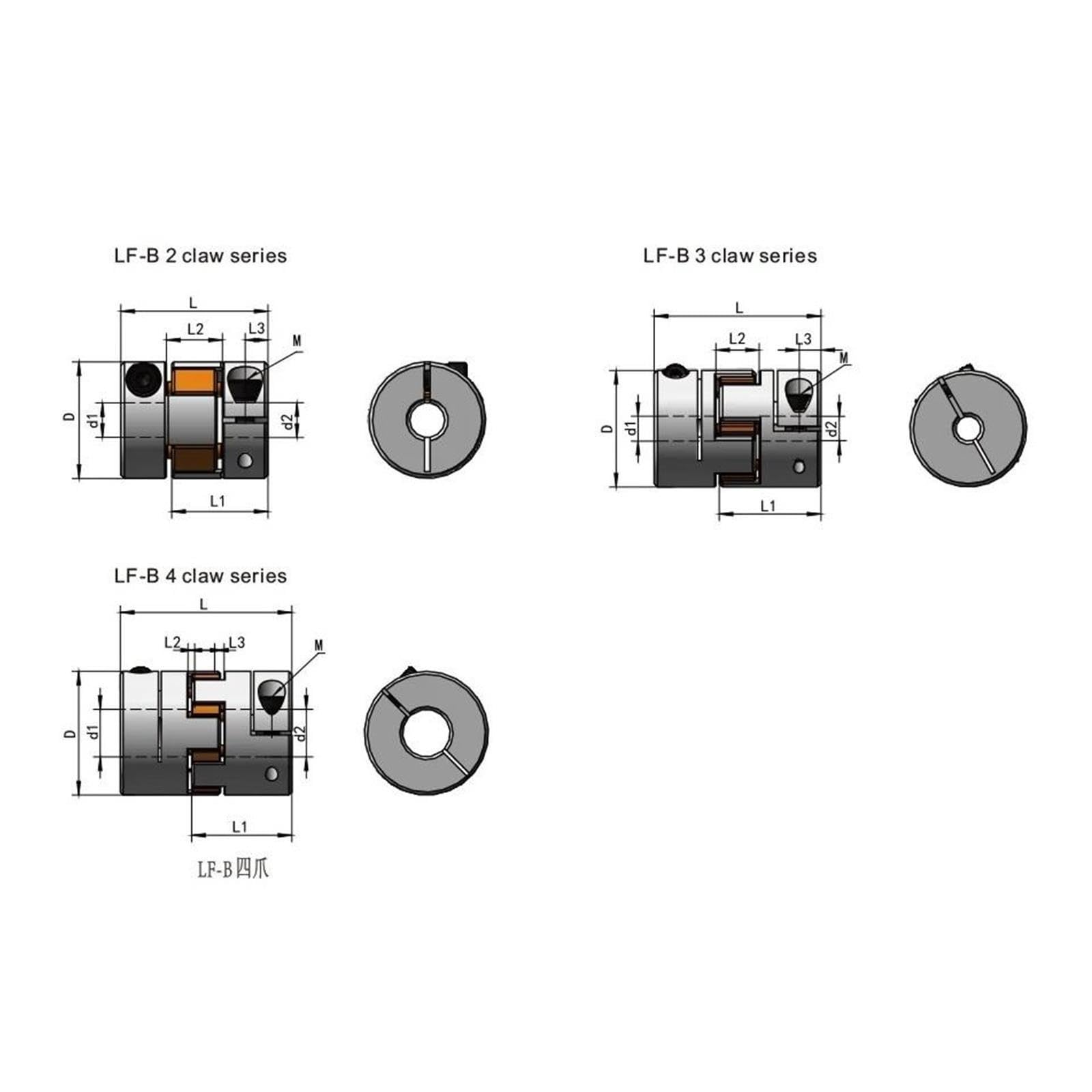 Elastische Kupplung, D45L78 3-Backen-Motoranschluss mit flexibler Kupplung