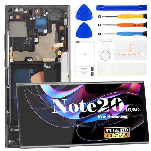 OLED for Samsung Note 20 Screen Replacement for Samsung Galaxy Note 20 5G/4G LCD Digitizer Repair for SM-N981U Screen Replacement Touch Display Assembly with Frame SM-N980F(with Fingerprint) (Black)