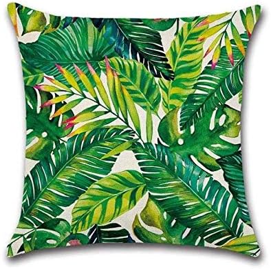 LY Fundas de almohada decorativas de plantas tropicales pájaros tropicales de lino de algodón funda de almohada de hojas funda de almohada