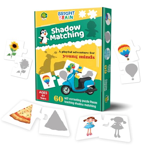 Image of The Book Tree Bright Brain Shadow Matching 60 (30 Sets) Piece Jigsaw Puzzle for Preschoolers, Educational Toy for Learning Matching Pictures, Gifts for Kids Ages 3 to 6 by Majestic Book Club