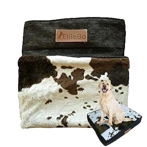 Ellie-Bo Small Dog Bed Cover for 24-inch Dog Cage/Crate - Cowhide Pattern, Faux Cowhide