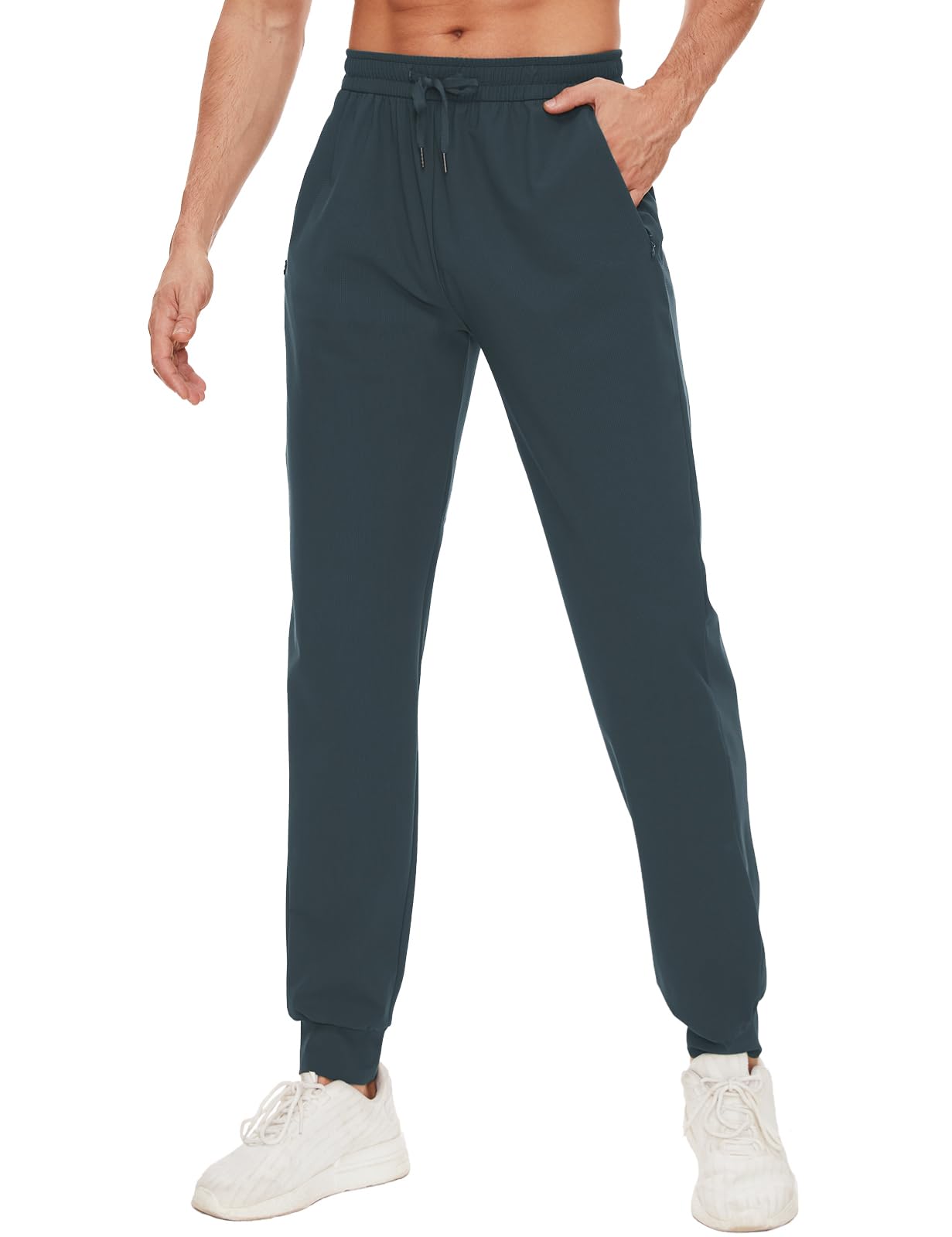 SEVEGO Men's 31"/33"/35"/37" Tall Inseam Joggers Lightweight Sweatpants 3 Zipper Pocket Tapered Athletic Workout Gym Pant