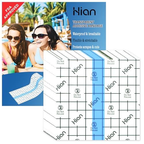 Hion Tattoo Aftercare Waterproof Bandage (F.D.A Approved) Transparent Film Dressing 50 Pre-Cut Sheets4 x 4 Inch Tattoo Cover Up Tape Second Skin Adhesive Bandage Wound Cover for Swimming Shower Shield