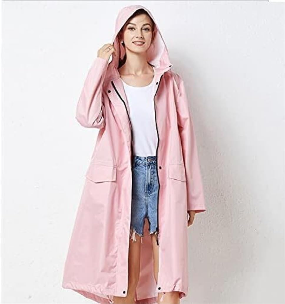 Chubasquero Cortavientos Color Sólido Impermeable Viajes Al Aire Libre Adultos Hombres Y Mujeres Parejas Ponchos De Lluvia Impermeables(Pink,XL)