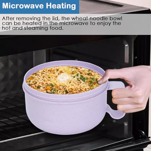 Image of Unbreakable Microwave Soup Mugs with Lids and Handles,Microwave Ramen Bowl with Lid for Soup and Instant Noodles,Oatmeal, Gumbo, Salad,BPA Free (Lavender Purple)