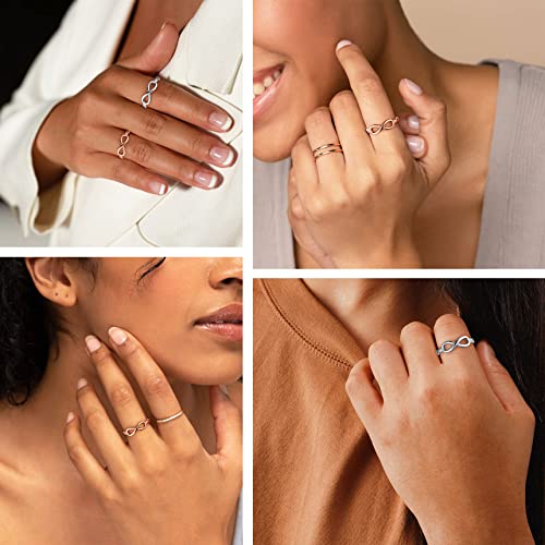 Bestyle Simple S925 Sterling Silver Infinity Rings Cubic Zirconia Rings, Nice Cute BFF Friendship Rings, Dainty Eternity Promise Wedding Bands Perfect Every Day Ring, Size 4-12, Words Engavable2