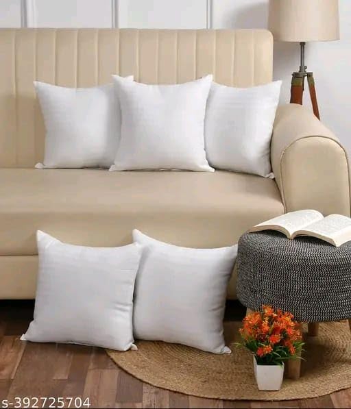 Microfiber Soft White Cushion| Cushion for Sleeping/for Drawing Room White - Set of 5 (Size - 16x16 Inches Or 40 * 40cm) (C8)(Satan)-image-15