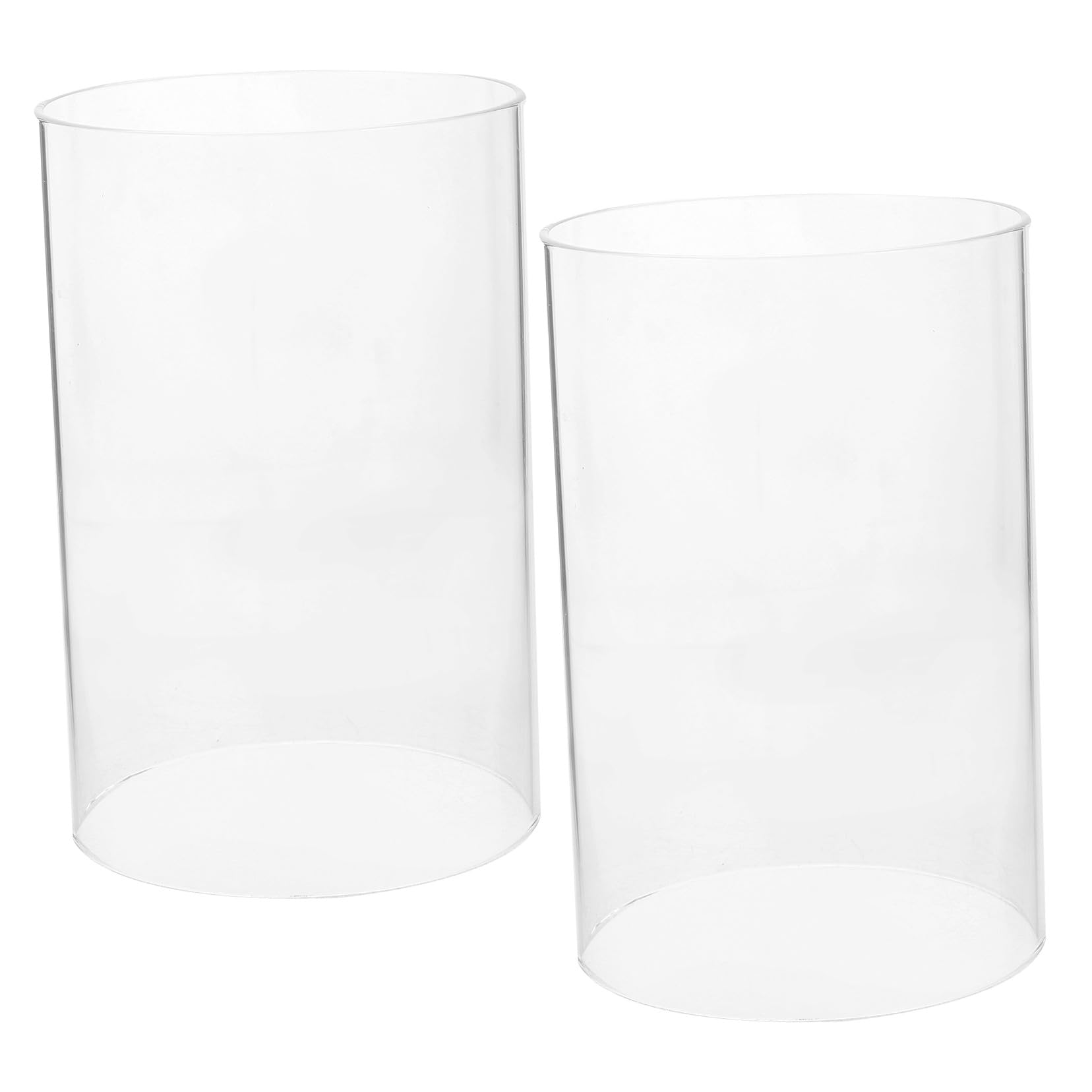 Portacandele a Cilindro in Vetro Trasparente 2 Pezzi 10x15 Cm, Paralumi Antivento per Candele a Colonna, Copricandele Decorativi per Uso Domestico e Arredamento Casa