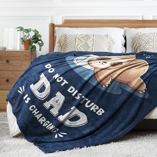 Funny Gifts for Dad, Dad is Charging Sloth Blanket, Dads Birthday Gift from Daughter Son, Dads Gifts for Christmas Fathers Day Christmas, Soft Sloth Throws Blanket for Father 60" x 50" - Image 5