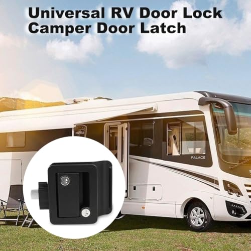 RV Door Lock Replacement Kit,Travel Entry Door Lock with Keys,Camper Trailer Door Latch with Paddle Deadbolt,Zinc Alloy RV Door Handle with 1 Screwdriver(Black) by HUIAWAY - Image 2