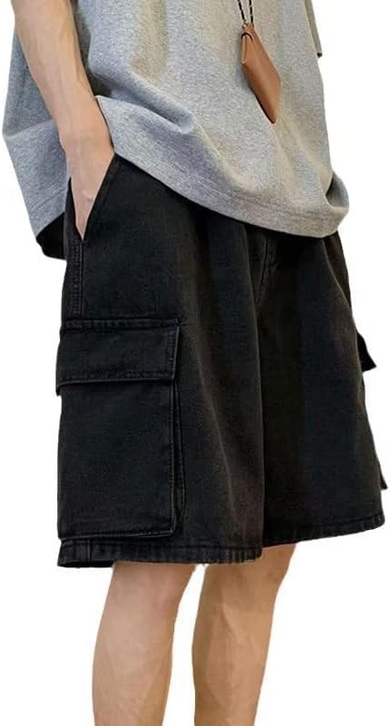 Unisex Y2K Baggy Jean Shorts Hip Hop Cargo Pants Shorts Loose Fit Denim Shorts Streetwear - Image 2