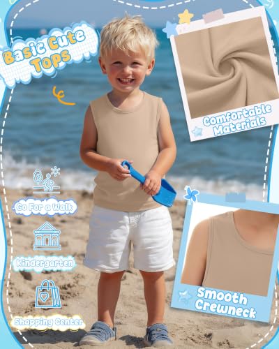 Image of Yooo's Vivi 3 Pack Toddler Boys Tank Tops | Toddler Boys Undershirts, 18M-5T, Sleeveless Muscle Shirt, Kids Athletic Tops, Crewneck, Summer, Loose, Basic, Sport, Play
