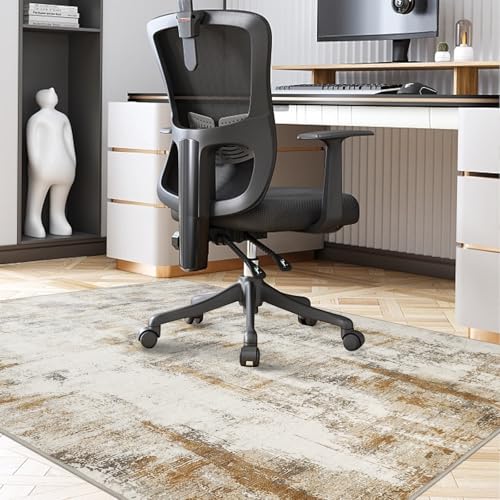 Famibay Protector Suelo Silla Ruedas 120x150cm Grande Antideslizante Alfombra Silla Escritorio Beige Moderno Lavable Protector Suelo para Escritorio Suelo Despacho