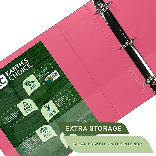 Image of Samsill Plant-Based 3 Inch Durable Round Ring, View Binder, Eco-Friendly, USDA Certified Biobased, Single, Berry Pink