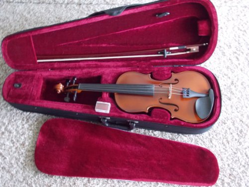 Mendini by Cecilio Violin 4/4 Full Size Kit For Beginners - Hand Carved Acoustic Violins Set - Fiddle Solid Wood Kit with Hard Case, Bow, Rosin, Shoulder Rest, Bridge and Extra Strings