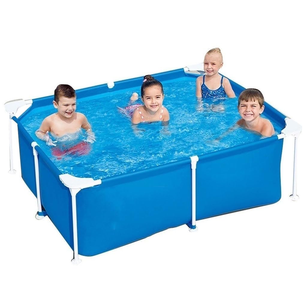 Piscina con Marco Piscina Rectangular De Metal Inicio Piscina Marco Estudiante Adulto Piscina sobre Suelo Piscina for Patio Interior Y Exterior Fácil De Montar(180 * 140 * 60cm)
