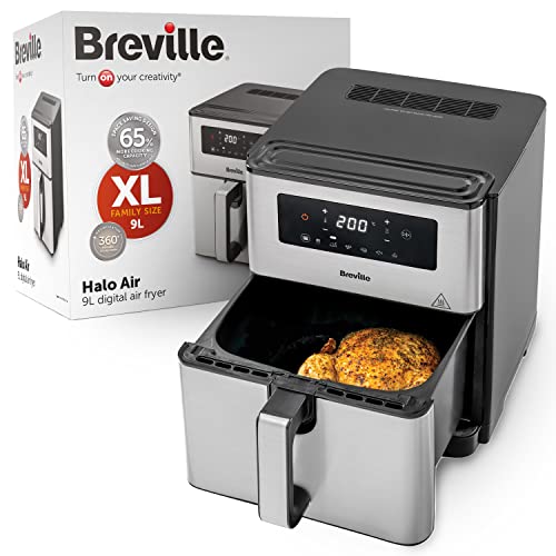Breville Halo Friggitrice ad aria, Forno friggitrice ad aria digitale da 9 litri, Potenza 1700 W per risultati rapidi, Dimensioni grandi: 65% di spazio in più per cucinare, Friggi, cuoci al forno