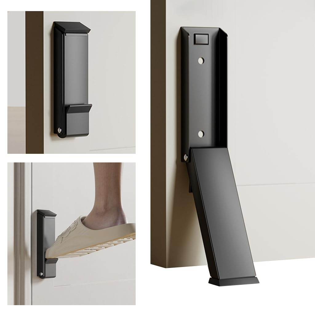 HASTHIP® Door Stopper for Home Rubber - Door Stopper Spring Loaded Telescopic Step On/Off Doors Holder Anti-Collision Safety Top Doors Stoppers-Black-image-43