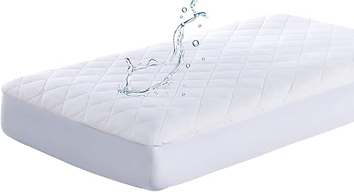 Kingnex Protector de colchón acolchado impermeable para cuna para cama de niño, algodón suave, superficie de jersey, funda de colchón ajustable para
