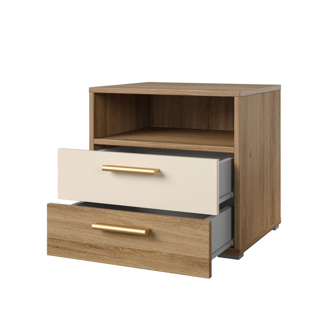 Meublorama Chambre complète Vertigo – Lit 180x200 avec sommier, 2 chevets, Armoire 4 Portes + Contour Design