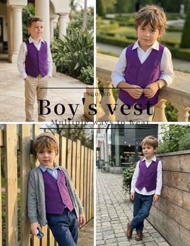 Image of Boys Formal Suit Vest Kids 3 Button Adjustable Back Strap Toddler Vests