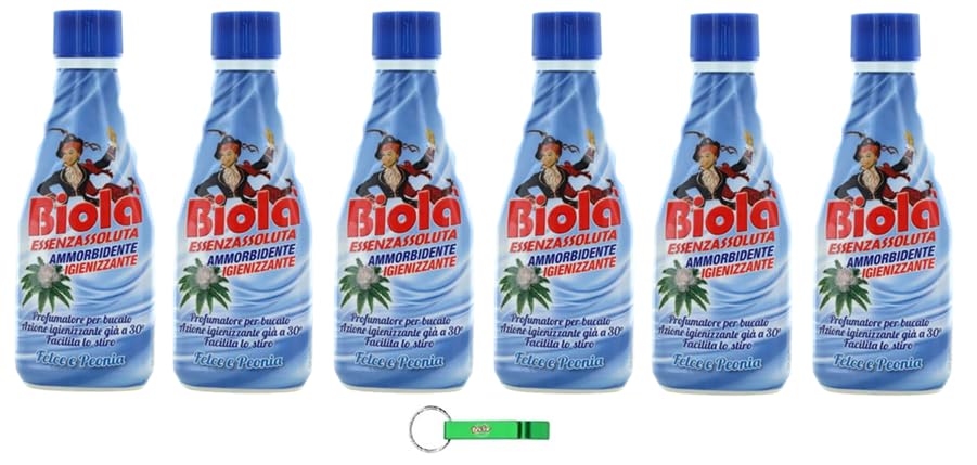 Biolà Essenza Assoluta Profumatore Ammorbidente – Deodorante per bucato ad alta concentrazione felce e peonia, biancheria profumata 250 ml + portachiavi Beni Culinari