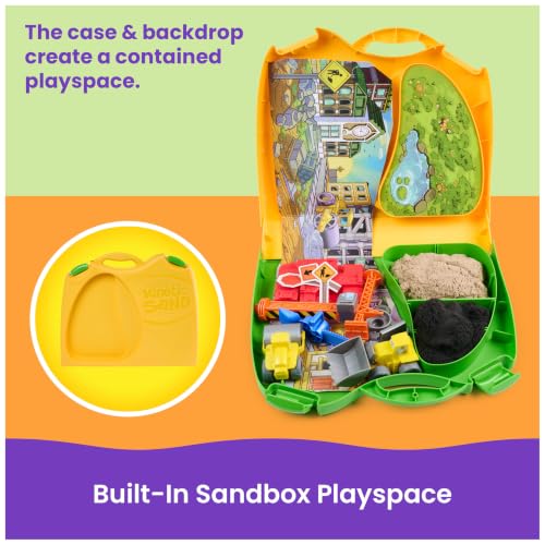 Image of Kinetic Sand Construction Zone, Moldable Play Sand Sensory Toys, Ages 3+ | Build with 2 Toy Trucks, Tools & Working Crane, 1lb Sand & Storage Case, Creative Open-Ended Play, Birthday Gifts for Kids