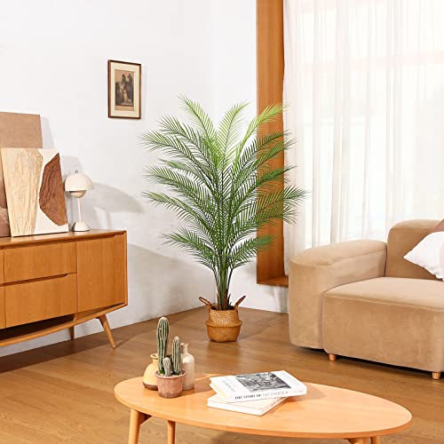 Oakred Artificial Palm Tree 60 Inch Fake Plants Artificial Paradise Palm Plant Faux Trees For Home Decor Indoor Outdoor Ornaments With Seagrass Basket,Set Of 1 #TOP2