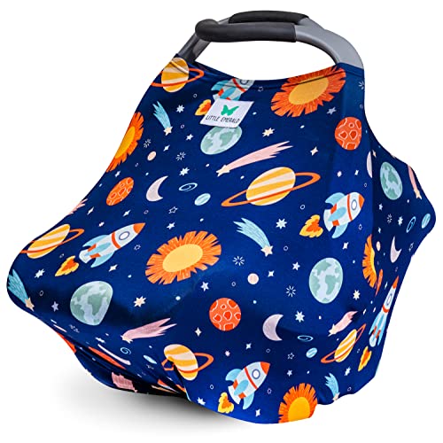 Image of Little Emerald 7-in-1 Multi-use Cover - Privacy for Breastfeeding & Pumping, Baby Car Seat, Carrier, Stroller, High Chair, Shopping Cart, Lounger Canopy, Newborn Essentials (Space)