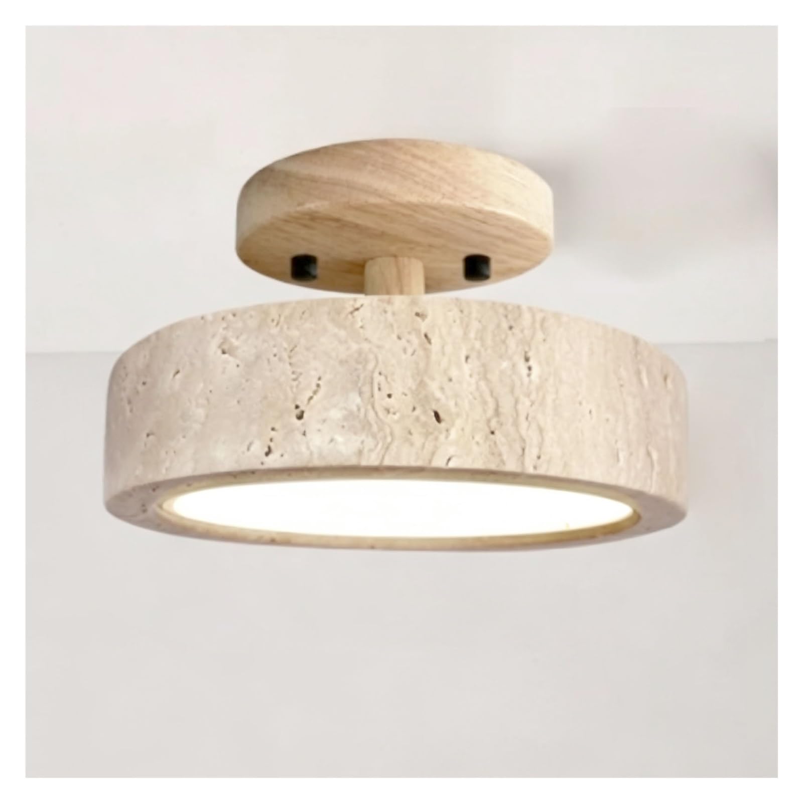 LUOYAOB Natural Stone Ceiling Light Wood Flush Mount Fixture