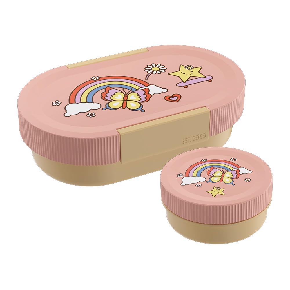 Sigg - LUMO Kids Lunchbox Rainbow Plus - Inner Tray & Leakproof Snack Box - Microwave & Dishwasher Safe - BPA Free - Lightweight - Made in Germany - for School, Daycare & Playtime - Pink - 800ML
