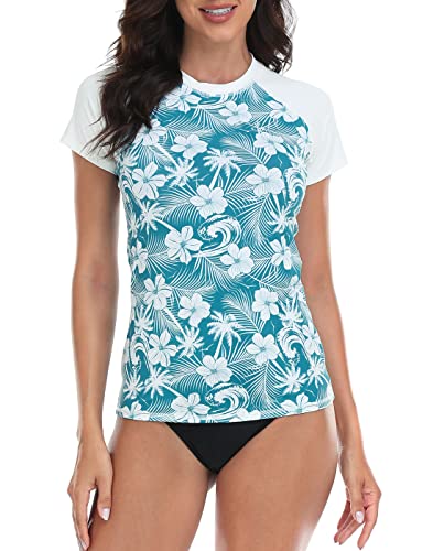 LRD Women's Short Sleeve Rash Guard Shirts UPF 50 Quick Dry Active Swim Shirt