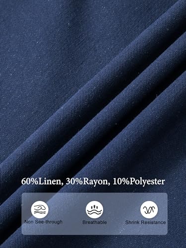 Tapata Women's 32" Linen Dress Pants Straight Leg Long Work Pants with Pockets for Office Business Casual Navy Blue, XS3