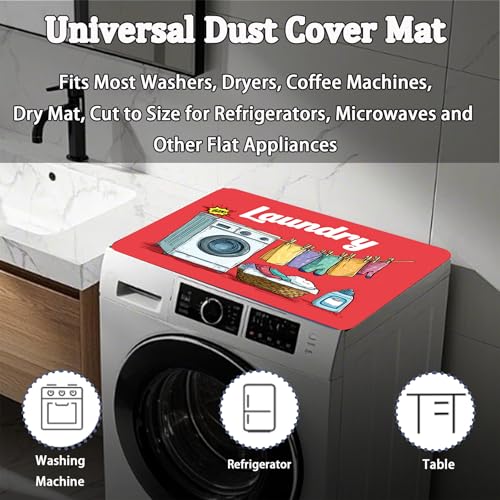 Image of Washer Dryer Top Cover Mat, Non-Slip Laundry Room Decor, Laundry Room Kitchen Appliance Decor Protector Universal 23.6 inchx19.7 inch (Laundry)