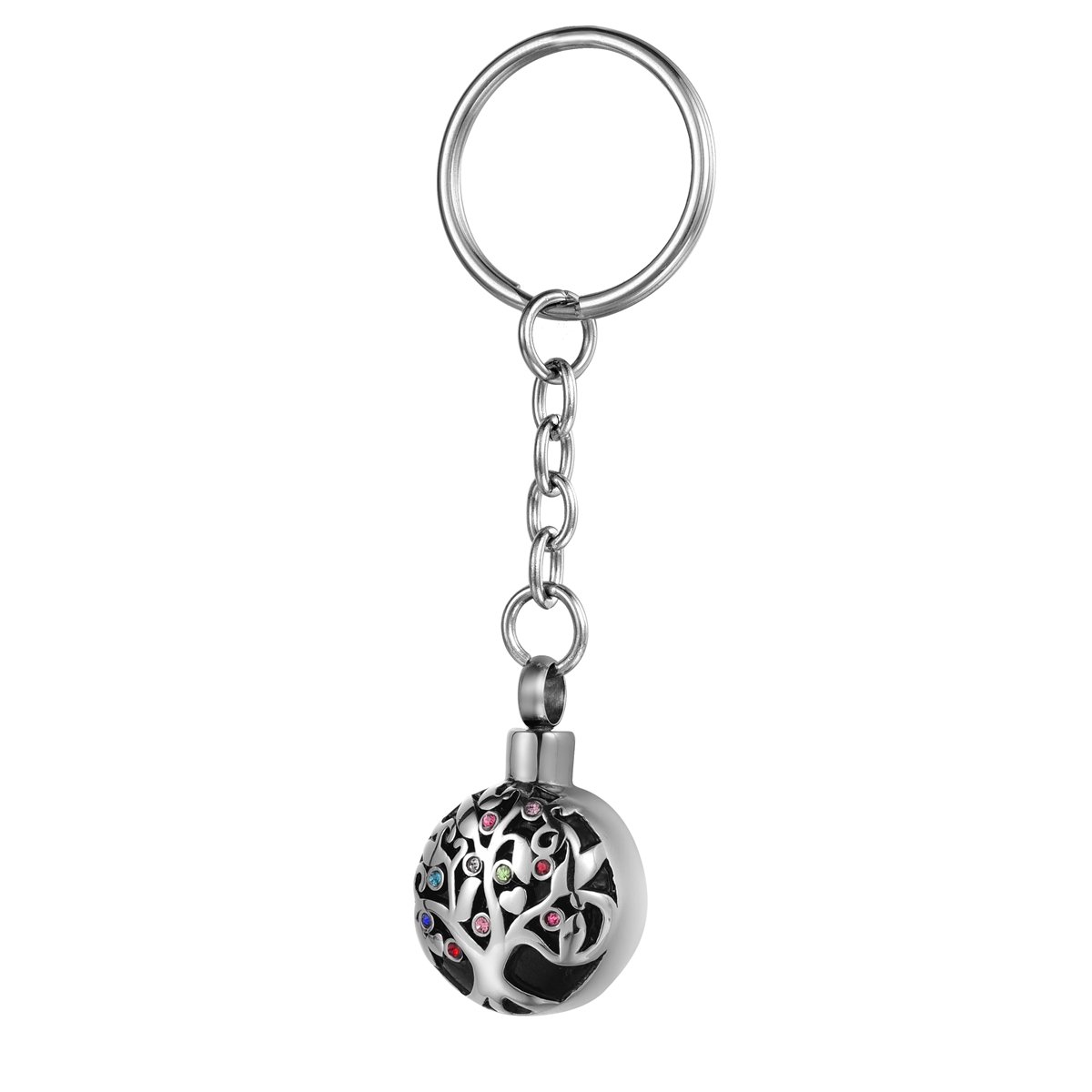 COCO Park Tree of Life Multicolored Crystal Urn Pendant Keychain Ashes Holder Memorial Keepsake Cremation Jewelry