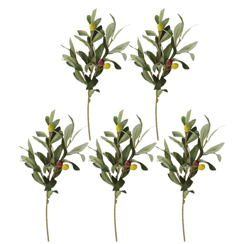 ORFOFE 5pcs Artificial Olive Branch Silk Plants Branch Artificial Olive Stem Fake Olive Branches Decoraciones Para Salas De Casa Simulation Olive Branches Plastic Olive Fruit Household