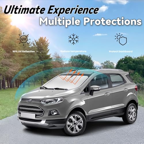 Image of Windshield Sun Shade for Ford EcoSport 2020-2025, Car Front Window Sunshade with 240T Sun Visor Protector Blocks UV Rays Heat Sun Shield Accessories