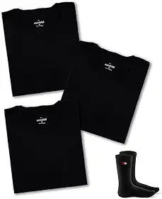 Kit com 3 Camisetas Masculinas Basicas em Algodao e 2 Meias Cano Medio Sandrini Oficial Cores Sortidas ou Pretas Conforto e Qualidade para o Dia a Dia