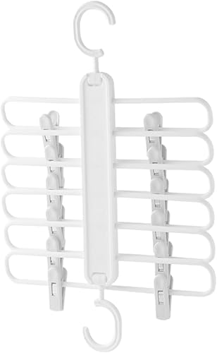 Pants Hangers, Foldable Jeans Shorts Hangers with Clips, Space Saving Multiple Layers Folding Storage Trouser Rack Closet Organizers for Skirt,