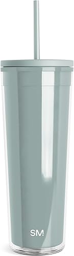 Miniatura 10 de Simple Modern Vaso de plástico con tapa y pajilla, reutilizable, sin BPA, taza de batido de doble pared, regalos para mujeres, hombres, él ella,