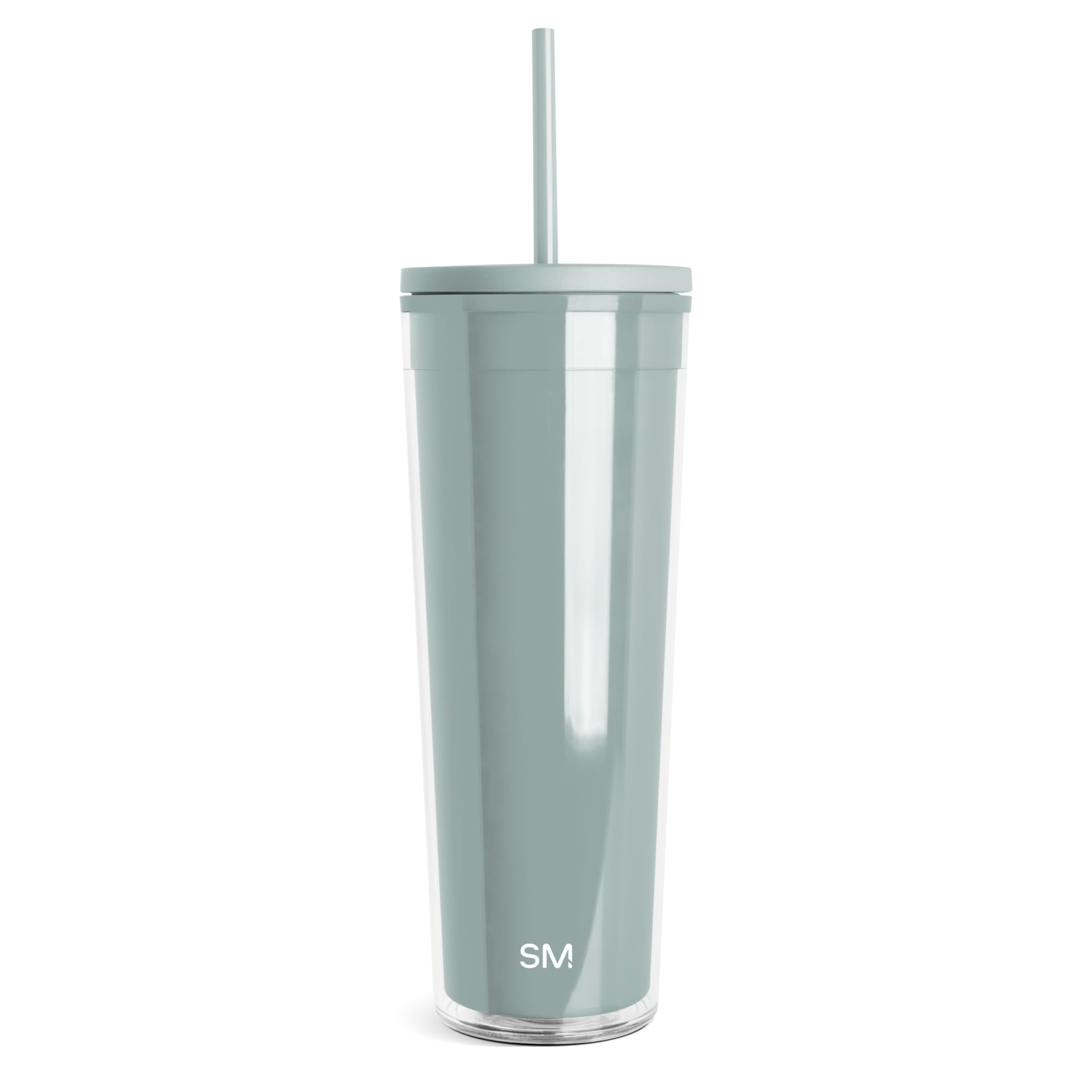Simple ModernPlastic Tumbler with Lid and Straw | Reusable BPA Free Iced Coffee Cups Double Wall Smoothie Cup | Gifts for Women Men Him Her | Classic Collection | 24oz | Sea Glass Sage