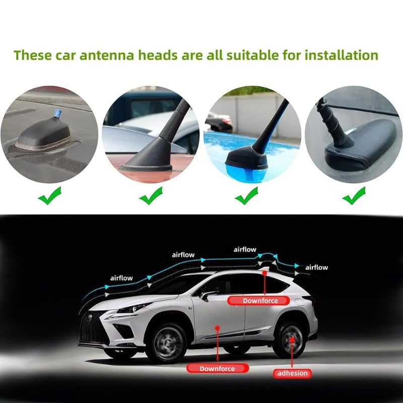 Antenna Auto A Pinna Di Squalo Universale In ABS – FM/AM, Impermeabile, Autoadesiva, Per Renault Duster Logan Clio Captur – Rosso - 2