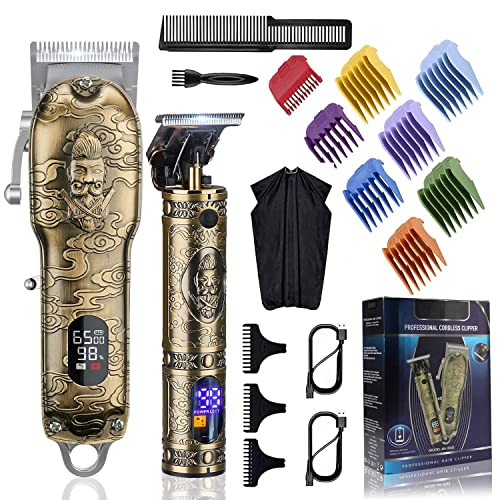 RESUXI-Hair-Clippers-for-Men-Hair-Clippers-and-Trimmer-Set-with-Replacement-BladeProfessional-Barber-Clippers-Clippers-for-Hair-Cutting-Beard-Trimmer-Haircut-Grooming-Kit-USB-Rechargeable-LCD-Display