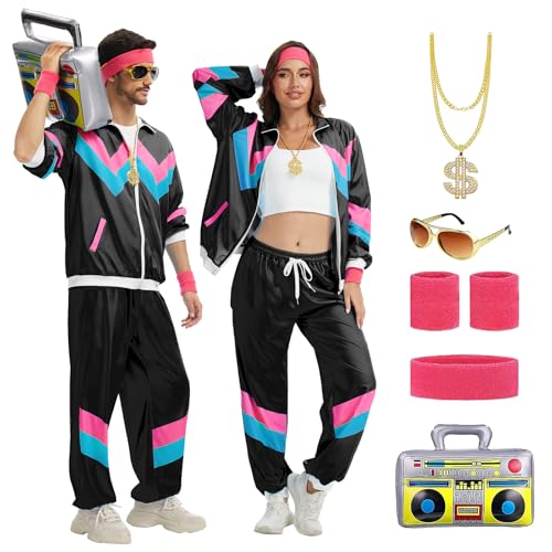 Survêtement rétro des années 90 unisexe pour costume de carnaval complet et confortable
