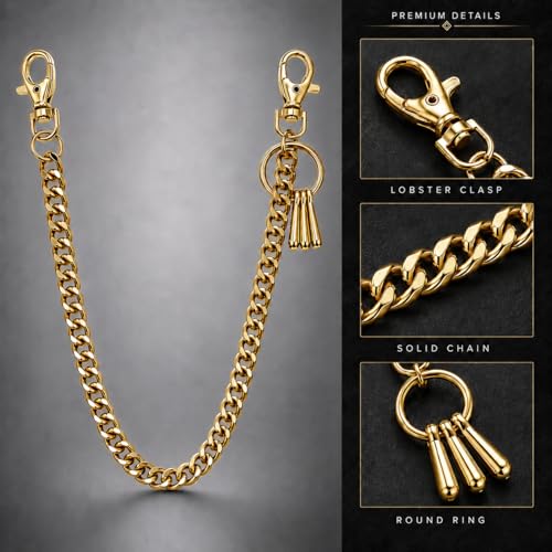 Image of Pants Chain - Wallet Chains for Men Women, Punk Gothic Belt Chain Jean Chain with Lobster Clasps,Metal Chain for Jeans, Wallet, Purse, Bag