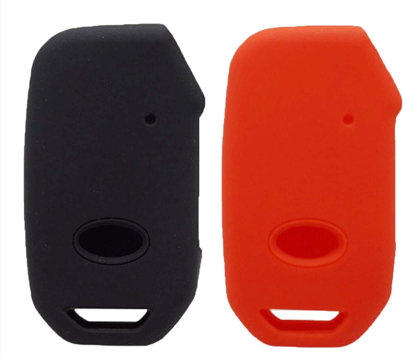 EXUNTECH 2pcs Soft Silicone Smart Remote Key Fob Cover Case Shell Bag Holder for 2021 2020 2019 Kia Telluride Seltos Soul Forte GTEX Sportage Sorento Cerato NIRO, Black + Red