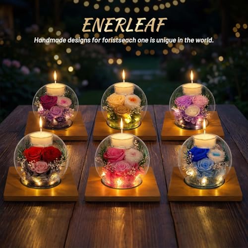 Flor eterna en cristal con velas para decorar sin preocuparse por el riego 6