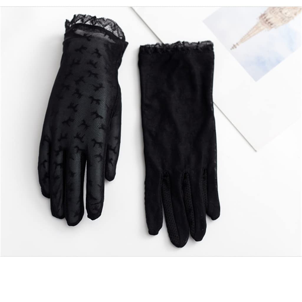 Guantes para evitar quemaduras al conducir en verano de seda de hielo tactiles con encaje