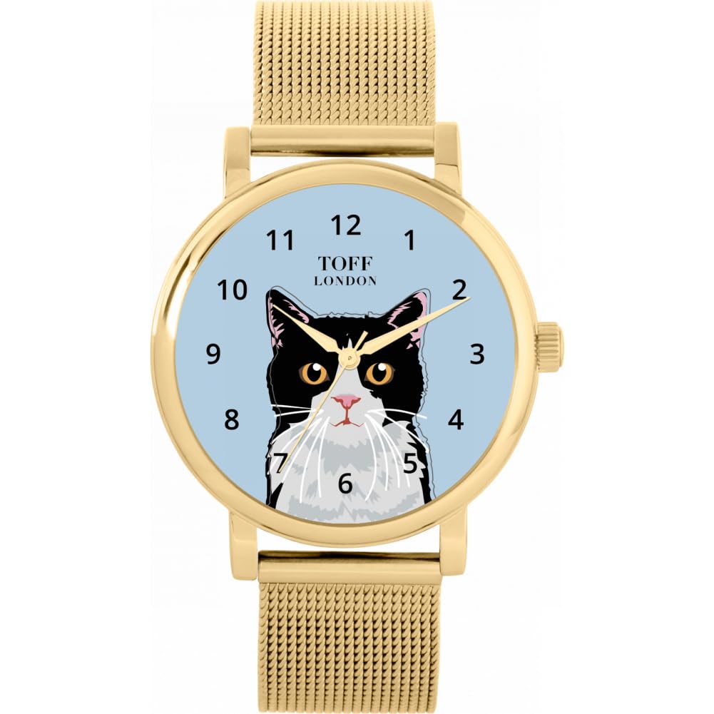Toff LondonBlack and White Cat Head Watch Ladies 38mm Case 3atm Water Resistant Custom Designed Quartz Movement Luxury Fashionable